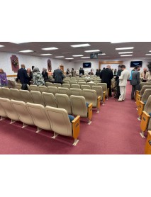 206 blue and cream auditorium chairs