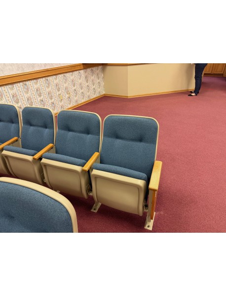 150 blue and cream auditorium chairs