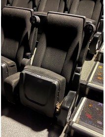 Lot of 1000 Rocker back movie theater chair with cupholder armrest, black fabric