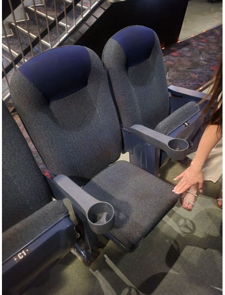 600 Blue Fixed Back Movie Theater Chairs with cup holder armrest Maryland area