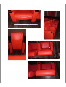 510 RED LEATHERETTE RECLINER STYLE BOXY THEATER CHAIRS