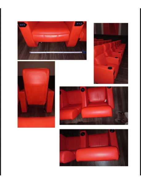 510 RED LEATHERETTE RECLINER STYLE BOXY THEATER CHAIRS