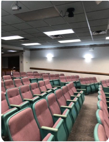 150 green and pink watermelon auditorium chairs 